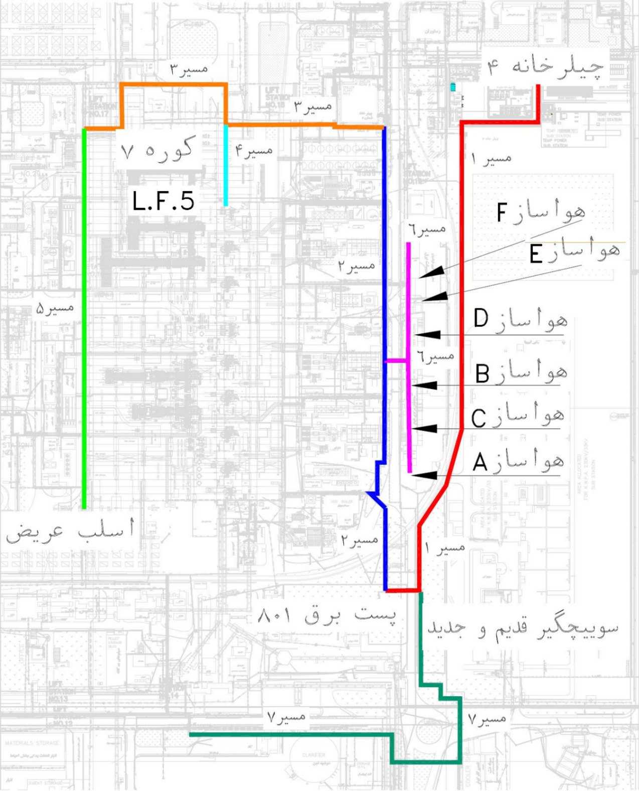 مطالعات شبکه توزيع آب چيلد تحت پوشش چيلرخانه شماره 4